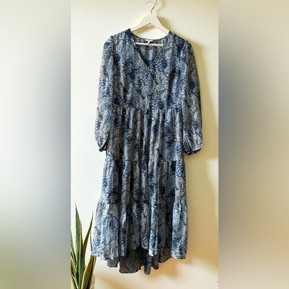 Joie Women’s Blue Tiered Printed Midi Dress Parisian Paisley NWT Size M - Picture 1 of 14